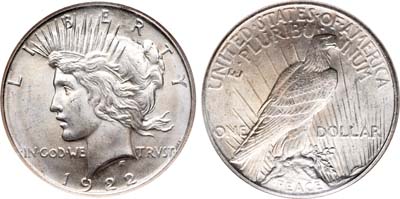 Лот №97,  США. 1 доллар 1922 года..
