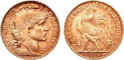 Лот №35,  Французская Республика. 20 франков 1909 года.