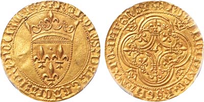 Лот №21,  Франция. Карл VI Безумный. Золотой экю 1380-1422 гг.