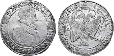 Лот №2,  Священная Римская Империя. Королевство Венгрия. Король Рудольф Габсбург. Талер 1585 года. КВ.