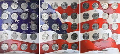 Лот №40,  США. 25 центов (1/4 доллара), квотер 56 монет 1999-2009 г. Штаты и территории США..