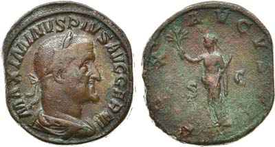 Лот №6,  Римская Империя. Император Максимин I Фракиец. Сестерций 235 года.