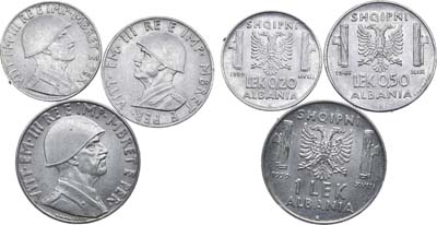 Лот №38, Сборный лот из трех монет. Итальянская Албания.