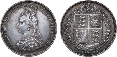 Лот №33,  Британская Империя. Королева Виктория.1 шиллинг 1887 года.
