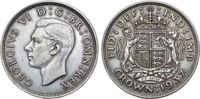 Лот №38,  Британская Империя. Король Георг VI. 1 крона 1937 года. Коронация Короля Георга VI.