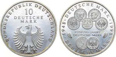 Лот №62,  Федеративная Республика Германия. 10 марок 1998 года. 50 лет марке ФРГ.