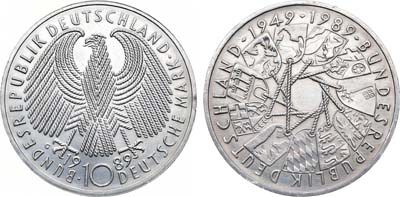 Лот №111,  ФРГ (Федеративная Республика Германия). 10 марок 1989 года. 40 лет ФРГ.