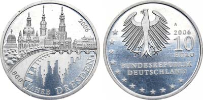 Лот №115,  Германия. 10 евро 2006 года. 800 лет городу Дрездену.