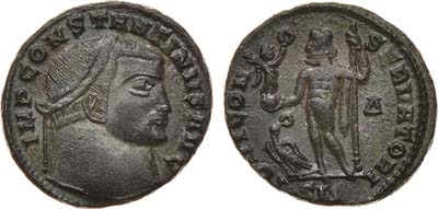 Лот №2,  Римская Империя. Император Константин I Великий. Фоллис 313-316 гг.