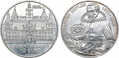 Лот №12,  Австрия. Евросоюз. 10 евро 2002 года. Замок Эггенберг, Кеплер.