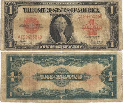 Лот №433,  США. 1 доллар 1923 года. Красная печать. United States Note. Подписи Speelman/White.