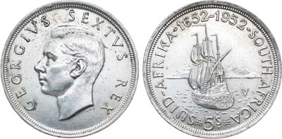 Лот №152,  Южно-Африканская республика (ЮАР). 5 шиллингов 1952 года. 300 лет основанию Кейптауна.
