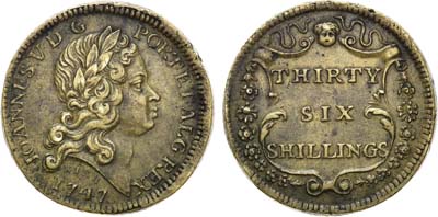 Лот №226,  Великобритания. Экзагий 1747 года. 36 шиллингов (221 gr).