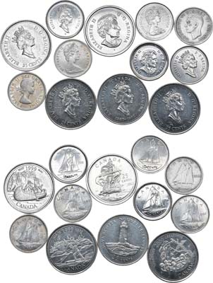 Лот №57,  Канада. Сборный лот из 12 монет 1944-2004 гг.