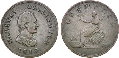 Лот №139,  Нижняя Канада. 1/2 пенни 1813 года. Маркус Веллингтон. Токен. Коммерческий жетон..