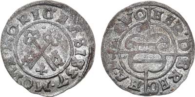 Лот №148,  Ливонский орден. Магистр Герман фон Брюггенай-Хазенкамп. Шиллинг 1537 года.