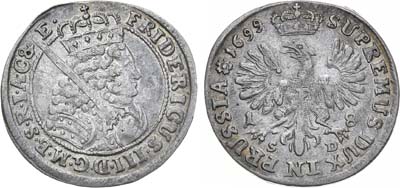 Лот №192,  Священная Римская Империя. Герцогство Бранденбург-Пруссия. Курфюрст Фридрих III. 18 грошей (1/5 талера) 1699 года.