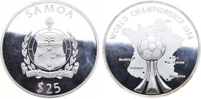 Лот №199,  Самоа. Республика. 25 тала 1998 года. Чемпионат мира по футболу 1998 года.