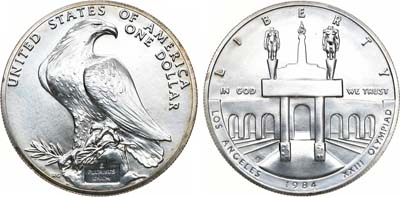 Лот №204,  США. 1 доллар 1984 года. XXIII летние Олимпийские Игры, Лос-Анджелес 1984 года.