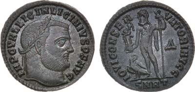 Лот №43,  Римская Империя. Император Лициний I. Фоллис 313 года.