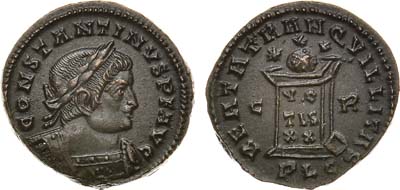 Лот №47,  Римская Империя. Император Константин I Великий. Центенионалий 321 года.