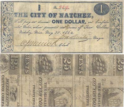 Лот №318,  Конфедеративные Штаты Америки. Город Начез, штат Миссури. 1 доллар 1862 года.