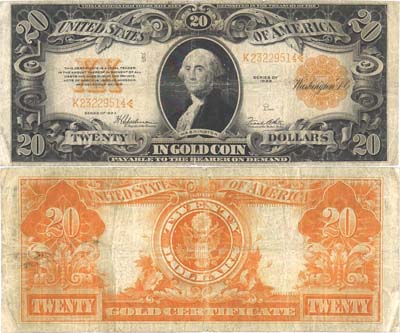 Лот №335,  США. Вашингтон ДС. 20 долларов в золотой монете 1922 года.