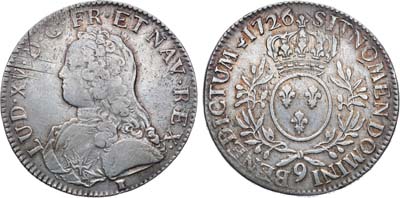 Лот №148,  Франция. Королевство. Король Людовик XV. 1 экю 1726 года.