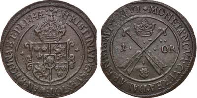 Лот №154,  Королевство Швеция. Королева Кристина. 1 эре 1646 года.