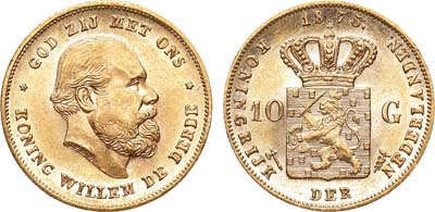 Лот №85,  Нидерланды. Королевство. Король Виллем III. 10 гульденов 1875 года.