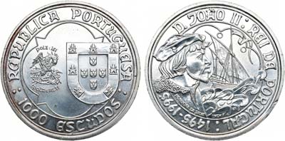 Лот №97,  Португалия. Республика. 1000 песо 1995 года. 500 лет со дня смерти Жуана II.