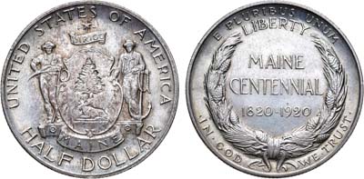 Лот №111,  США. 1/2 доллара (50 центов) 1920 года. В память 100-летия штата Мэн.