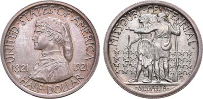 Лот №112,  США. 1/2 доллара (50 центов) 1921 года. В память 100-летия штату Миссури.