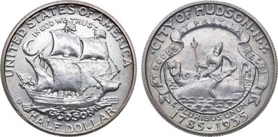 Лот №117,  США. 1/2 доллара (50 центов) 1935 года. В память 150-летия города Хадсон штат Нью-Йорк.