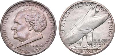 Лот №119,  США. 1/2 доллара (50 центов) 1936 года. В память 100-летия города Бриджпорт, штат Коннектикут.