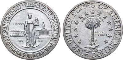 Лот №120,  США. 1/2 доллара (50 центов) 1936 года. В память 150-летия города Колумбии, штат Южная Каролина.
