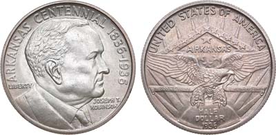 Лот №123,  США. 1/2 доллара (50 центов) 1936 года. В память 100-летия штата Арканзас. Сенатор Джозеф Робинсон.
