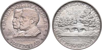 Лот №125,  США. 1/2 доллара (50 центов) 1937 года. В память 75-летия битвы при Энтитеме.