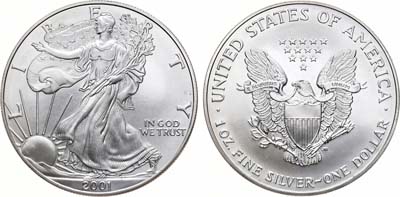 Лот №134,  США. 1 доллар 2001 года. 