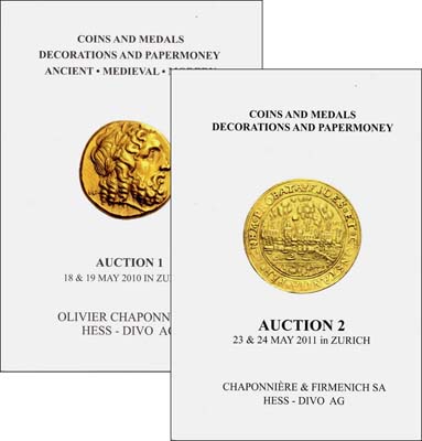 Лот №1426,  Лот из 2 аукционных каталогов фирмы Oliver Chaponniere совместно с Hess-Divo.