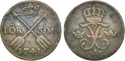 Лот №145,  Королевство Швеция. Король Фредерик I. 1 эре 1749 года.