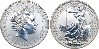 Лот №32,  Великобритания. Королева Елизавета II. 2 фунта 1998 года. Британия.