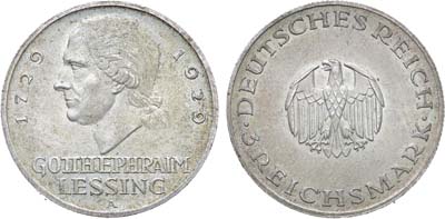 Лот №48,  Германия. Веймарская республика. 3 рейхсмарки 1929 года.