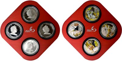 Лот №76,  Острова Кука. Британское содружество. Набор из 4-х монет по 2 доллара 2011 года, посвященный году кролика по китайскому лунному календарю.
