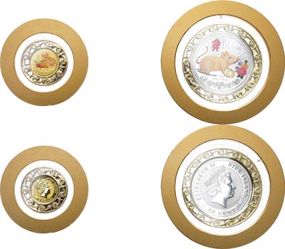 Лот №93,  Ниуэ. Набор из двух монет 50 центов (серебро) и 2 доллара 2008 года (золото), , посвященные символу китайского Нового года по лунному календарю - крысе.