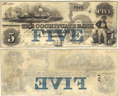 Лот №275,  США. Банк Кочуате. Бостон, Массачутес. 1 доллар 1853 года.