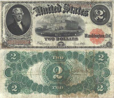 Лот №281,  США. United States Note 2 доллара 1917 года.