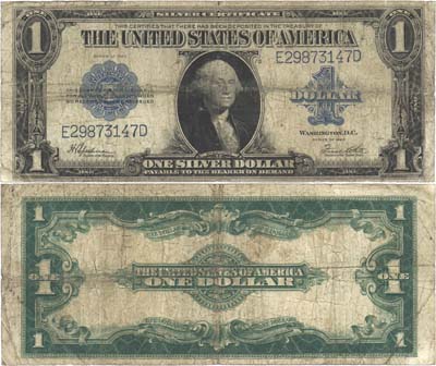 Лот №284,  США. 1 доллар 1923 года. United States Treasury. Серебряный сертификат, голубая серия. Подписи Speelman/White.