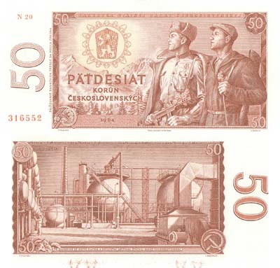 Лот №289,  Чехословакия. Государственный банк Чехословакии. 50 крон 1964 года.