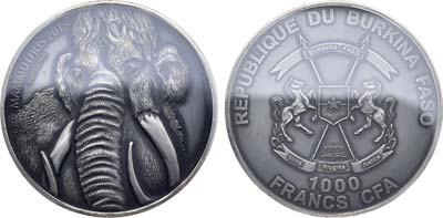 Лот №21,  Буркина-Фасо. 1000 франков 2015 года. Мамонт.